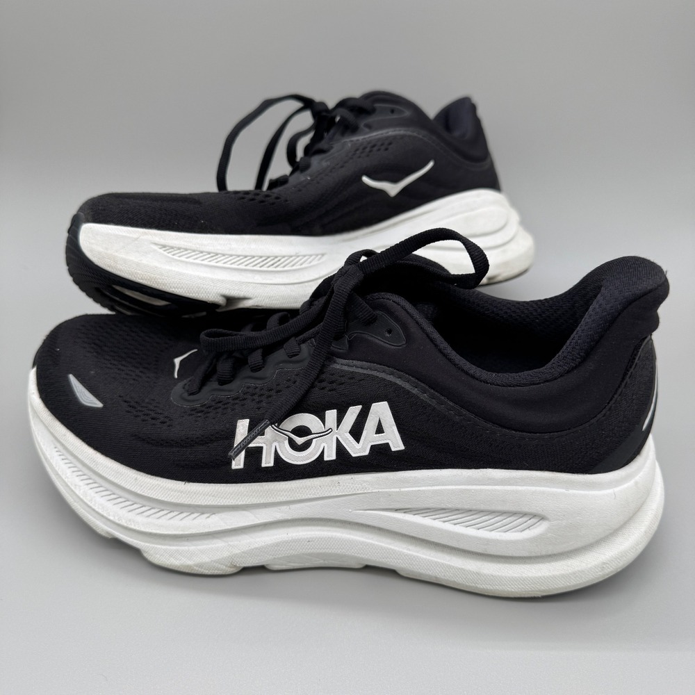Hoka Bondi 9 Wide Black White Running Shoes Womens Size 9D 1162014 BWHT Sneaker